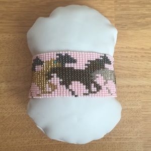 Horse Pink Beaded Magnetic Bracelet